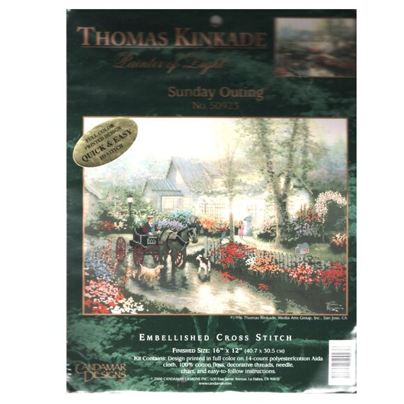 Vintage Candamar Designs Cross Stitch Kit Thomas Kinkade Sunday Outing Sealed - Picture 1 of 2